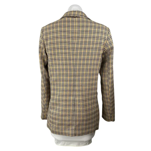 Vila Beige Plaid Tweed Collared Long Sleeve Pockets Blazer Coat Jacket Size 36 - Image 2
