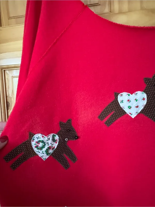 Ugly Christmas Holiday scene oversized off shoulder sweatshirt size XL - Image 3