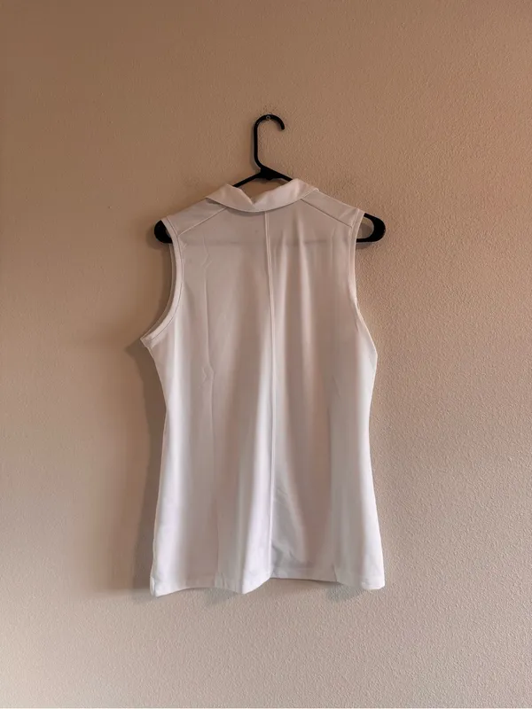 Nike Women’s White Sleeveless Polo Performance Top - Image 3