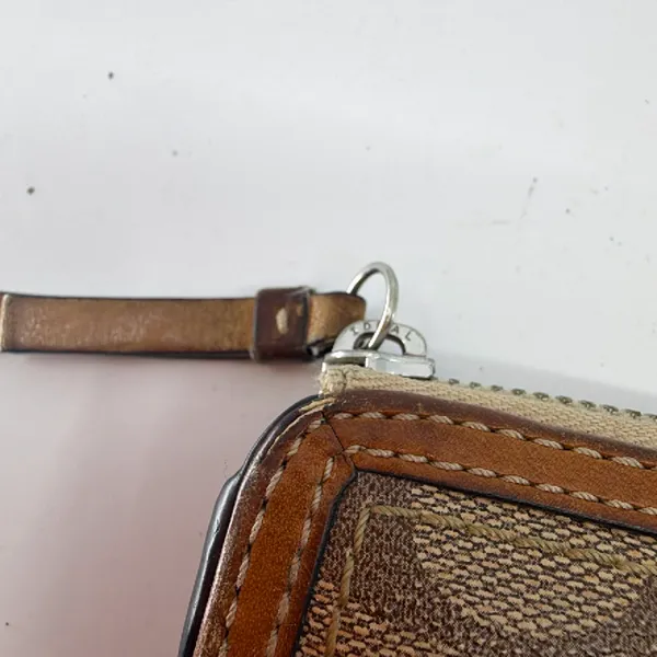 Coach Signature C Zip Around Brown Coated Canvas Wallet - Image 3