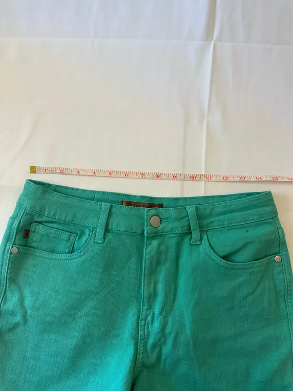Judy Blue Shorts Womens Large Sienna Aquamarine Frayed Hem - Image 7