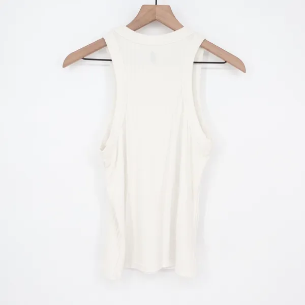 Free People Movement Tank Top Womens L White Ribbed Knit Round Neck Activewear - Image 6