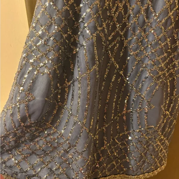Goldy Sequin Beaded Mini Cocktail Dress in Gray - Image 6