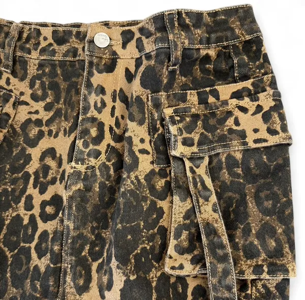 Leopard print mini denim skirt Brown Size M - Image 3