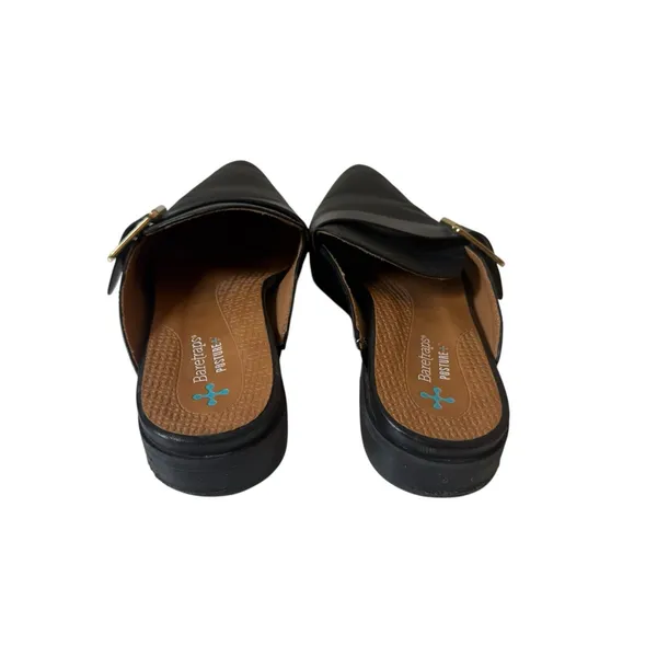 Baretraps Black Vegan Leather Graycie Mules Size 8M Gold Buckle Neutral Office - Image 4