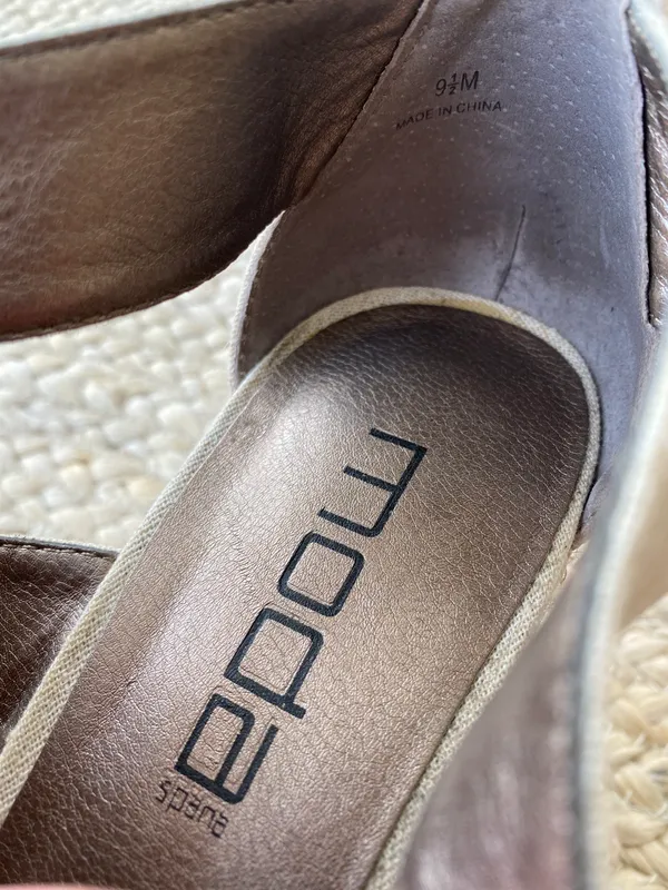 Moda Spana Light Beige Tan Wedge Heels - Image 5