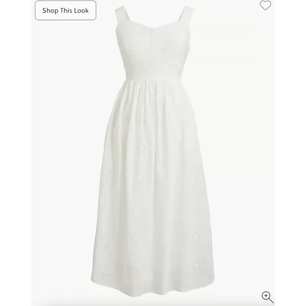 NEW J.Crew Eyelet Midi Dress Cotton Cottagecore Pockets Retro A Line White US 6 - Image 3