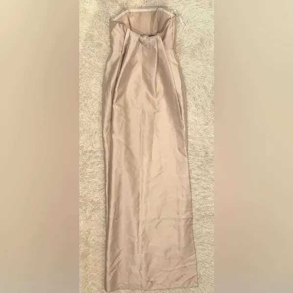 NEW Alfred Sung Strapless Satin Twill Column Gown Removable Train Sz 10 - Image 4