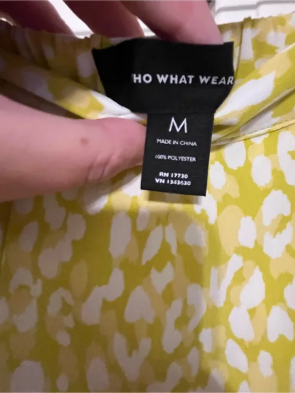 WHO WHAT WEAR Women’s Leopard Animal Print A-Line Midi Skirt Yellow/White M - Image 3
