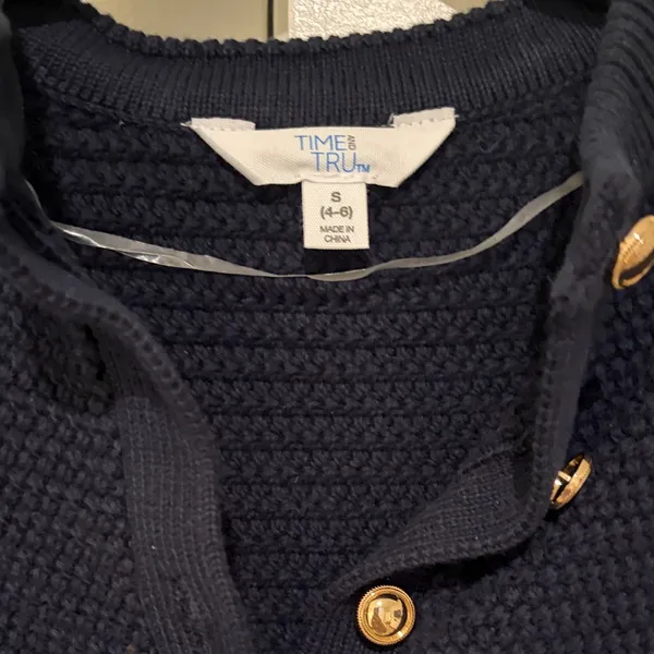 Time and Tru Navy Cardigan with Gold Buttons - Image 3