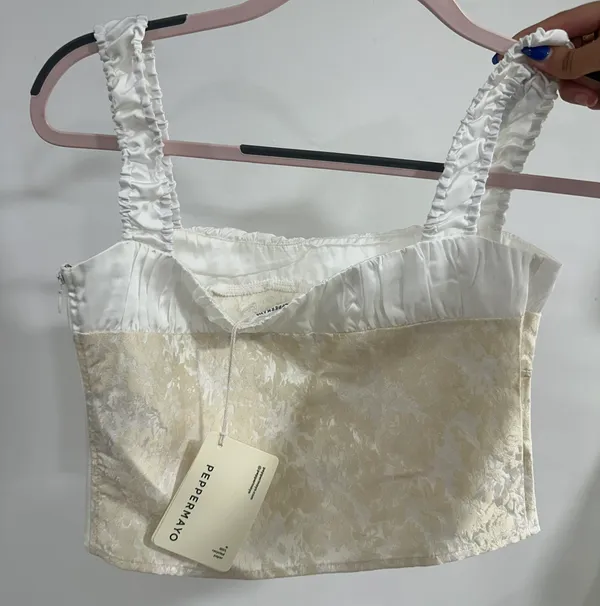 Peppermayo White And Gold Bustier Top - Image 3