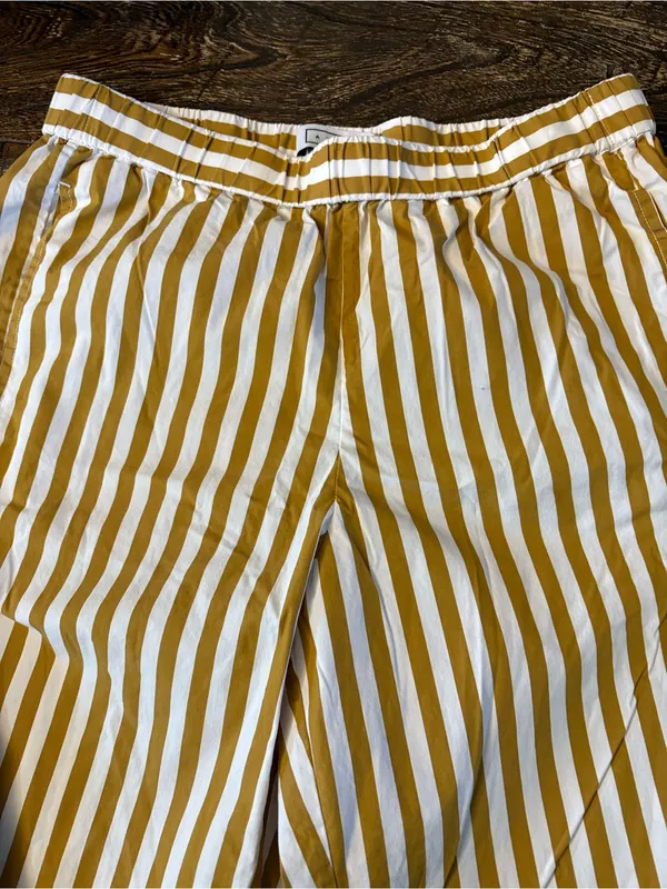 AYR The Beach Club Striped Pants Womens Small Yellow Excellent Pull On Wide Leg - Image 7