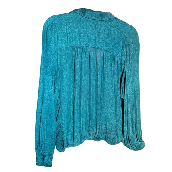 Anthropologie Maeve Almeria Emerald Green Paisley‎ Blouse Sz Small - Image 3