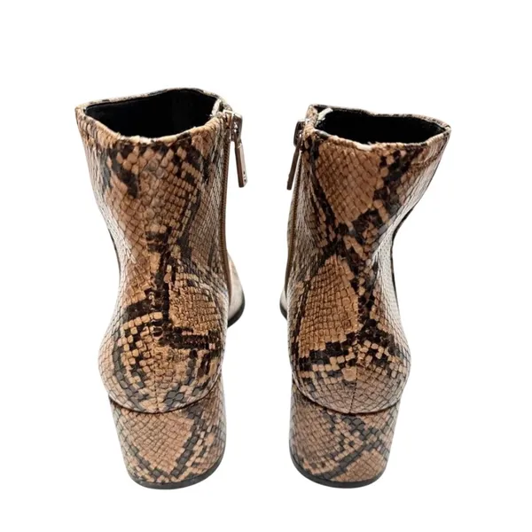 Kenneth Cole Roanne Snakeskin Print Pointed Toe Block Heel Booties Brown 6.5 NEW - Image 5