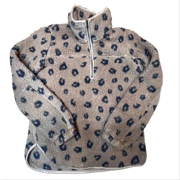 Abercrombie & Fitch M Leopard Fleece Sherpa Soft Pullover Jacket Animal Print - Image 2