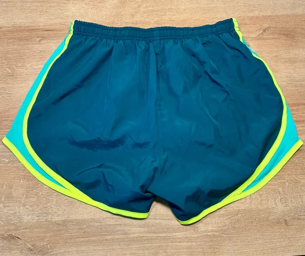 Nike Dri-Fit Women's Small Running Shorts Teal Blue/ Neon - Image 4