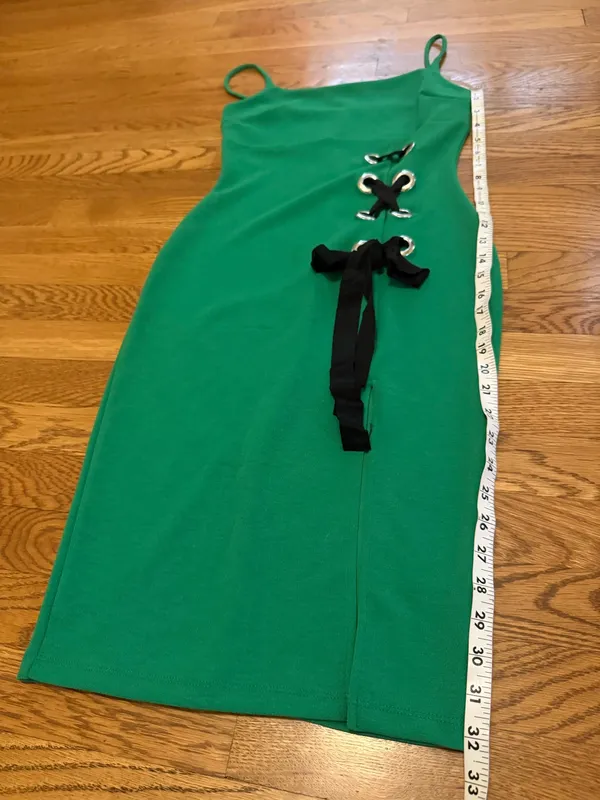 Green Lace-Up midi Dress size M - Image 8