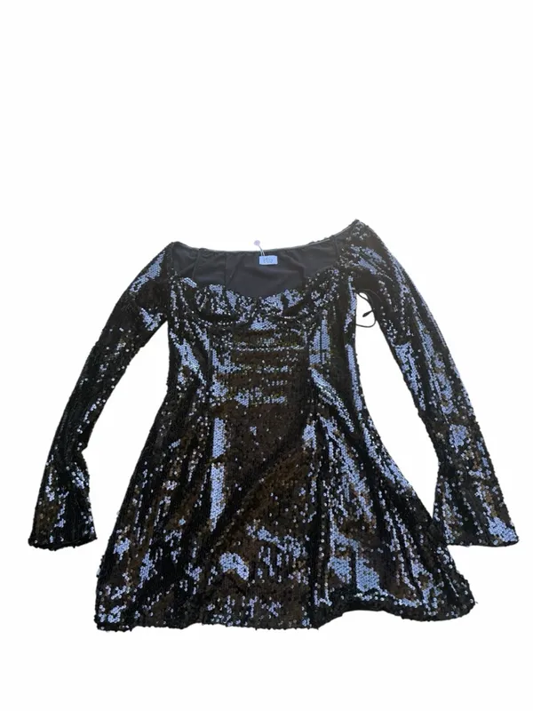 NEW Oh Polly Black Off-Shoulder Sequin Mini Dress Bustier Long sleeve birthday - Image 7
