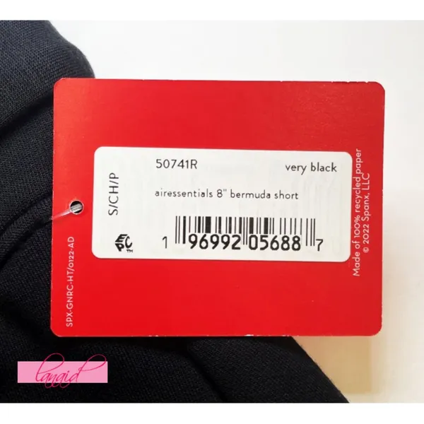 Spanx AirEssentials Bermuda Short Very Black High-Rise Waist Tie-Waist Belted XS - Image 8