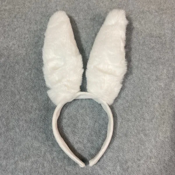 Bunny Ears Headband Poseable Plush White‎ Pink Faux Fur Easter Costume Party New - Image 2