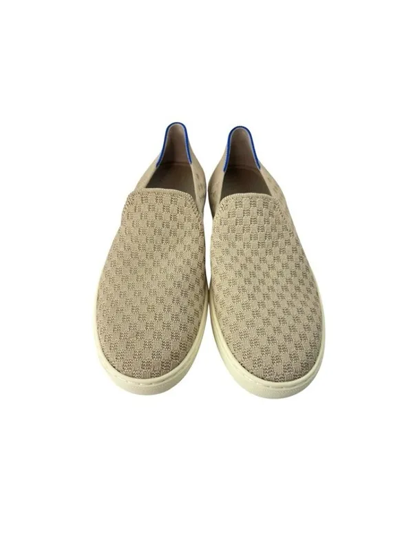-Rothy's Womens The Original Slip On Sneaker Beige Knit Honeycomb Shoes Size 7 - Image 5