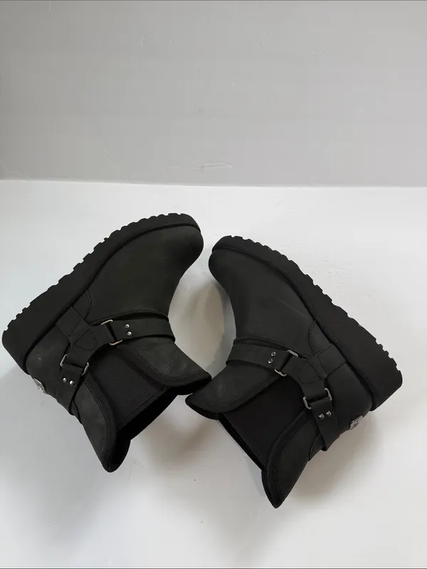 UGG Black Women's Ankle Booties with Harness Detail - Image 6