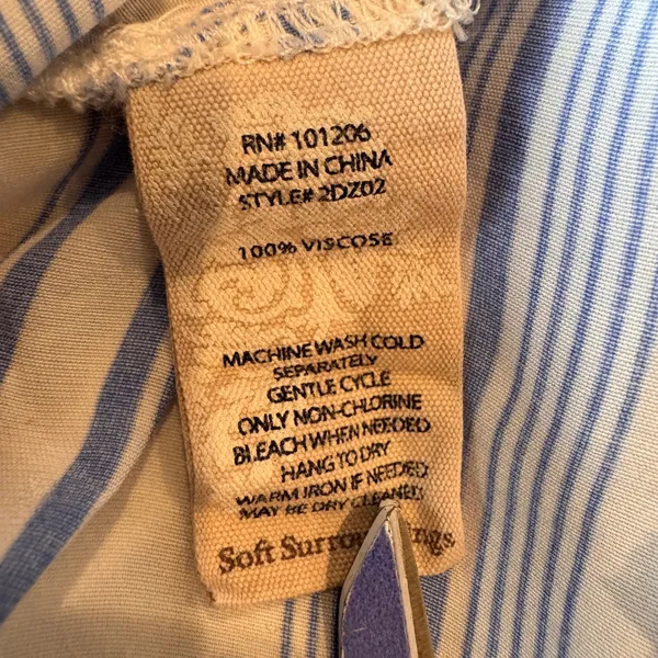 Soft Surroundings Blue White Striped Viscose Tunic Shirt 3/4 Sleeve Large - Image 4