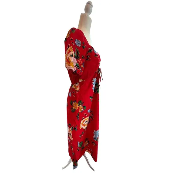 NAOO Red Floral Tropical Women's Maxi Dress Size M - Image 4