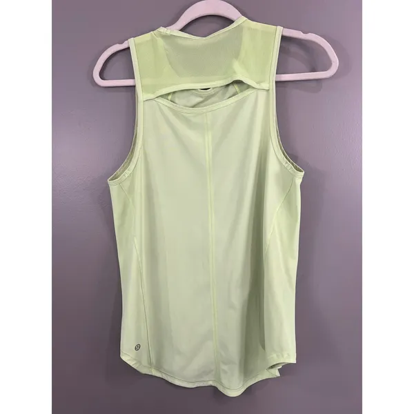 Lululemon Sculpt Tank Top Women 6 Lime Green Great Mesh Back Athletic Running - Image 3