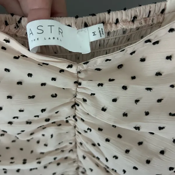 Astr The Label Cream and Black Polka Dot Mini Dress M - Image 4