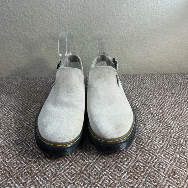 DR MARTENS Carlson Mules Shoes CREAM WARM SAND SUEDE LEATHER SZ 7L Boho Preppy - Image 6