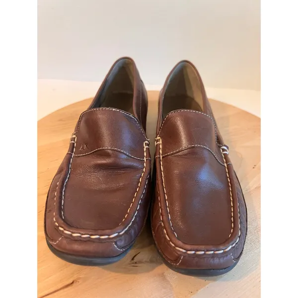 Anne Klein Brown Genuine Leather Classic Slip on Loafer Shoe Size 8.5 - Image 2