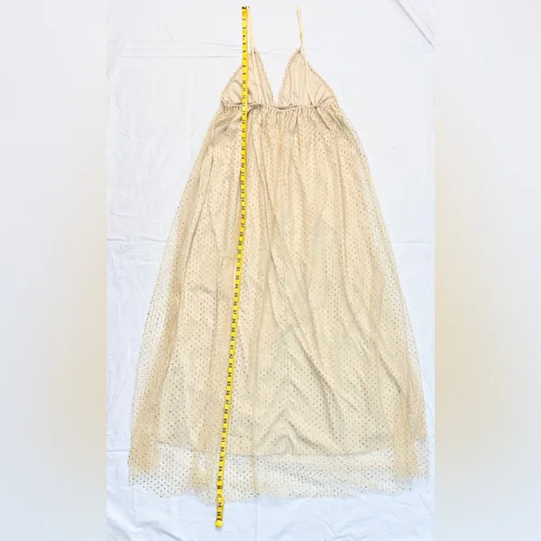 Beginning Boutique NWOT Faeriesty V-Neck Glitter Maxi Dress – Champagne/Gold – L - Image 12