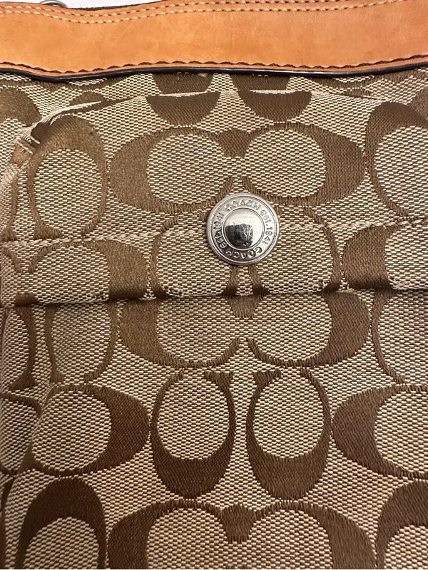 Coach 6442 Signature Canvas Crossbody Bag Brown Tan Leather Vintage Y2K 2006 - Image 13