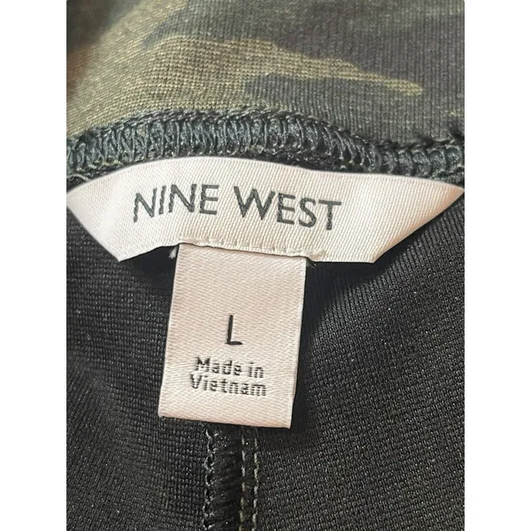 Nine West Army Green Camouflage Pull On Elastic Waist Ponte Pants L NWT - Image 5