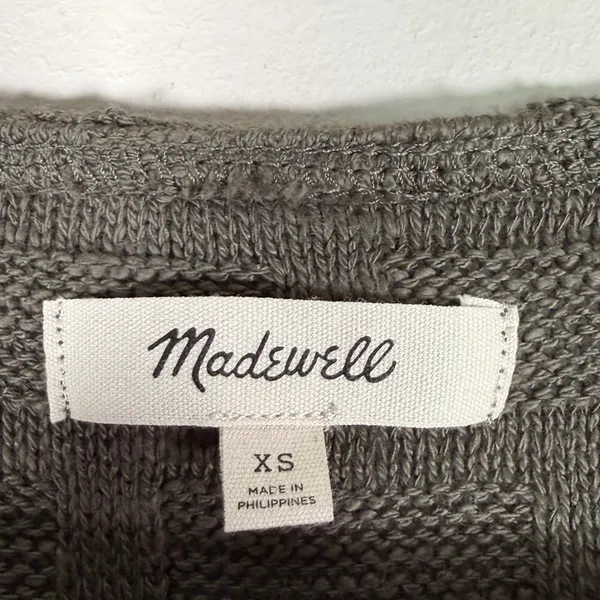 Madewell Olive Green Basketweave Knit‎ Button Front Sweater Vest NN249 Womens XS - Image 3