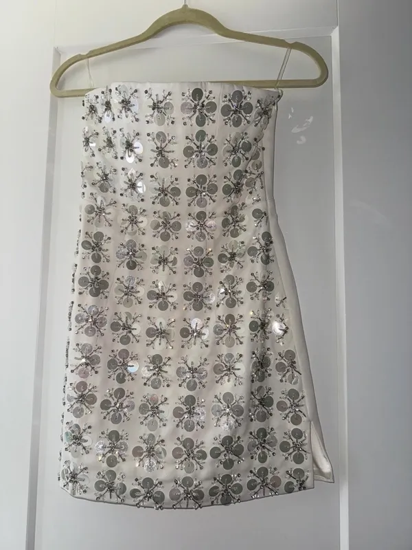 NWOT Oh Polly Celeano Hand Embellished Mini Dress in Ivory - Image 4