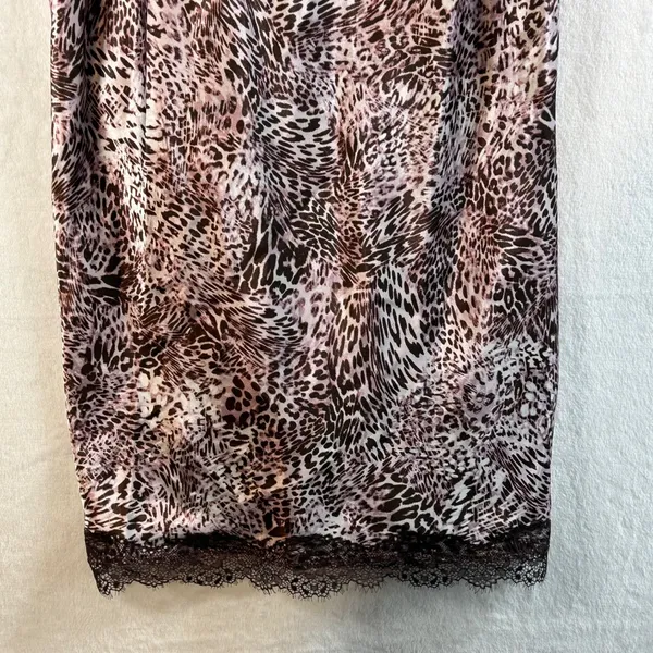 Jonquil In Bloom Leopard Print Lace Trim Slip‎ Dress Cami Nightie M M - Image 5