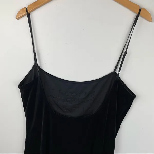Y2K Victoria’s Secret Black Velvet Beaded Slip Dress Mini Sz Large - Image 7