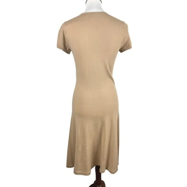 Ralph Lauren Cashmere Blend Short Sleeve Knit Sweater Dress Camel Tan M - Image 2