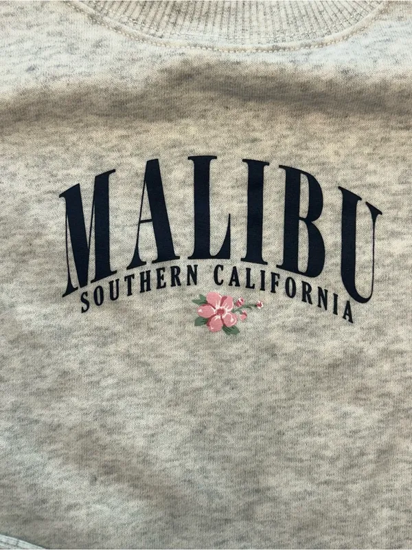 NWT Hollister Malibu Southern California Grey Crewneck cropped Sweatshirt M - Image 4