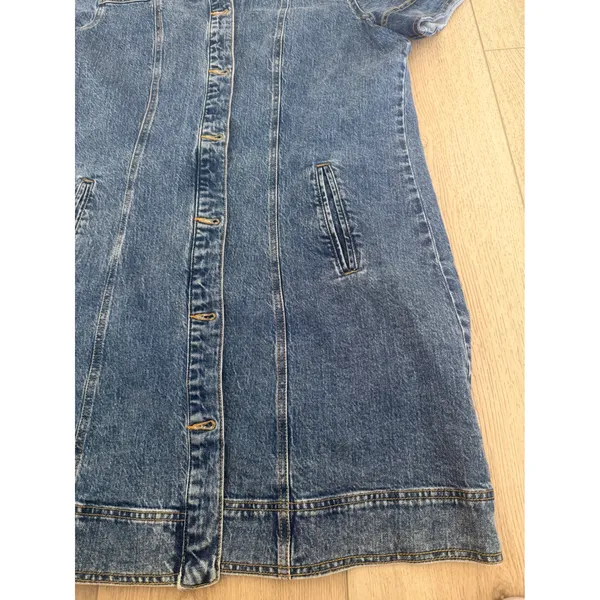 Habitual Blue Denim Mini Shirt Dress‎ Short Sleeve Button Front XL - Image 7