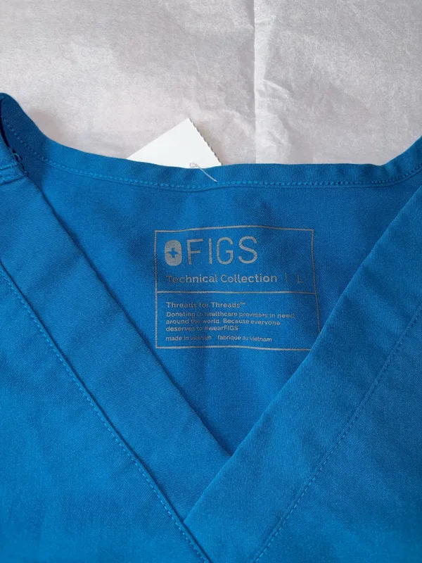 FIGS Blue V-Neck Scrub Top and Straight-Leg Pants Set - Image 2