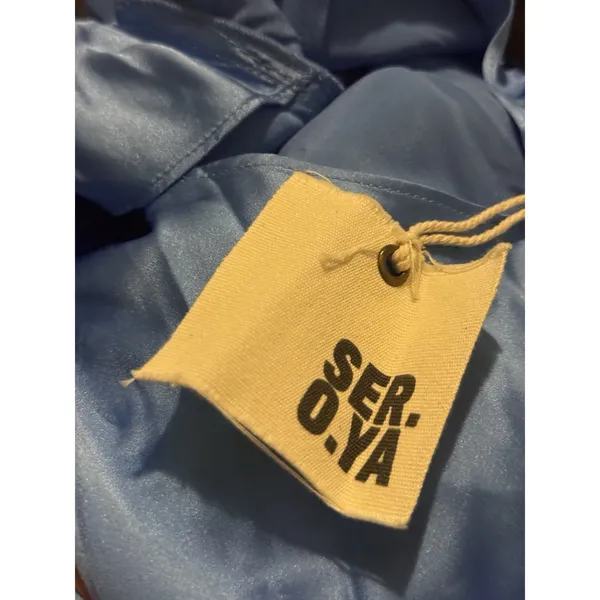 SER.O.YA NWT Emma Silk Dress Size Small Blue Slip Midi Revolve Side Slit Satin - Image 6
