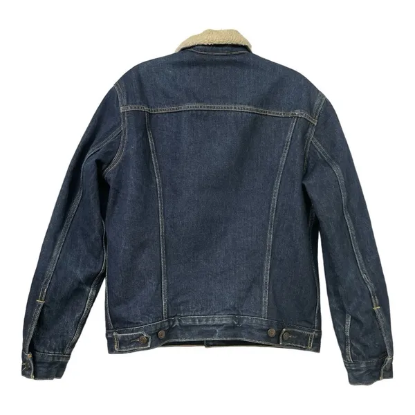 Levis Sherpa Lined Dark Wash Womens Denim Jacket Size Medium - Image 3