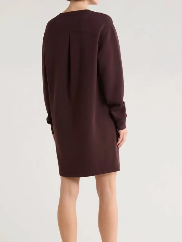 NWT $118 SPANX Long Sleeve Sweater Dress Small, TRUFFLE BROWN Oversize - Image 2