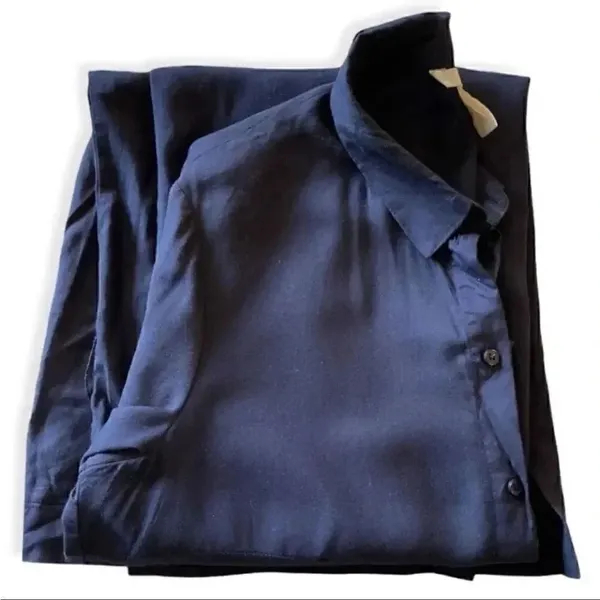 H& M Navy Blue Lagenlook Oversized Shirt Womens Dress SZ 6 - Image 4
