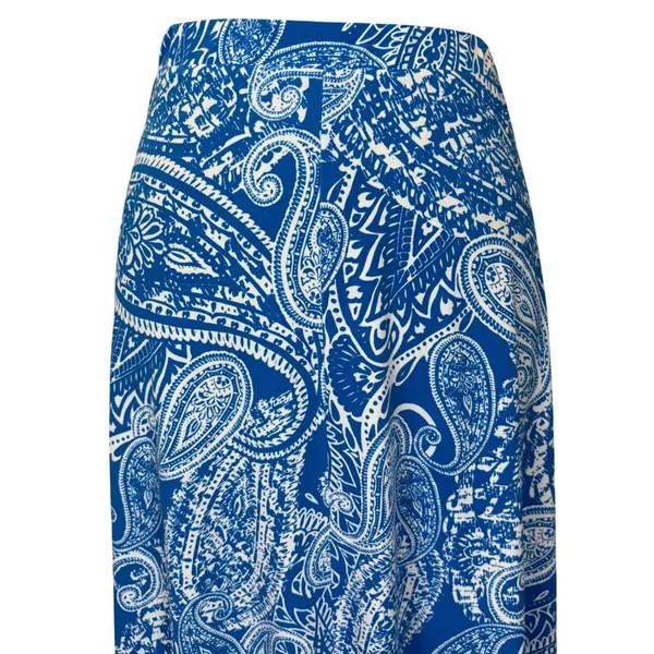 Chico's Asymmetric Handkerchief Hem Midi Skirt Blue Paisley Stretch Size 2 Large - Image 2