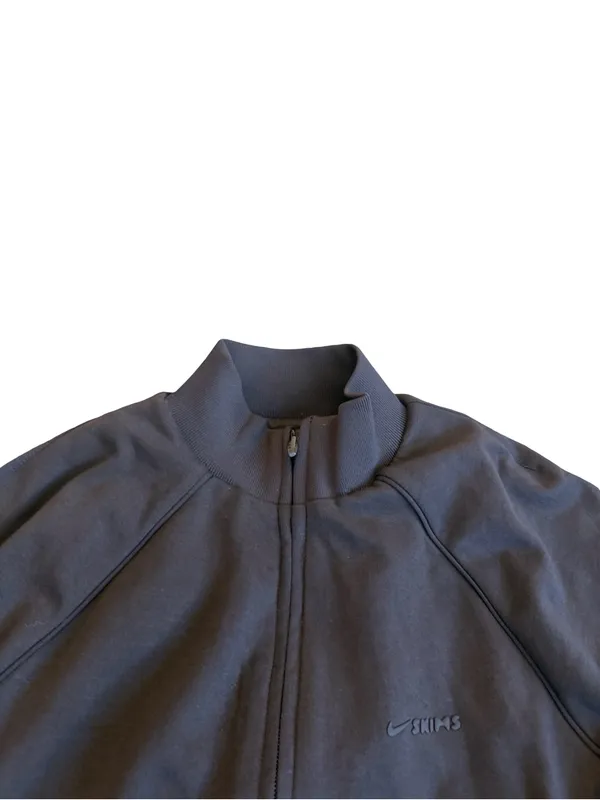 NikeSKIMS Brown Full Zip Track Jacket Mock Neck Ribbed Trim Hem Large Women's - Image 2