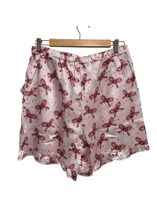 Simply Southern Candycane Bow Christmas Pajama Set Pink Satin XL Holiday PJs NWT - Image 11
